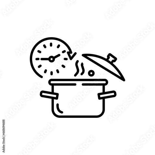 Cooking time icon from fast food collection. Thin linear cooking time, clock, food outline icon isolated on white background. Line vector cooking time sign, symbol for web and mobile