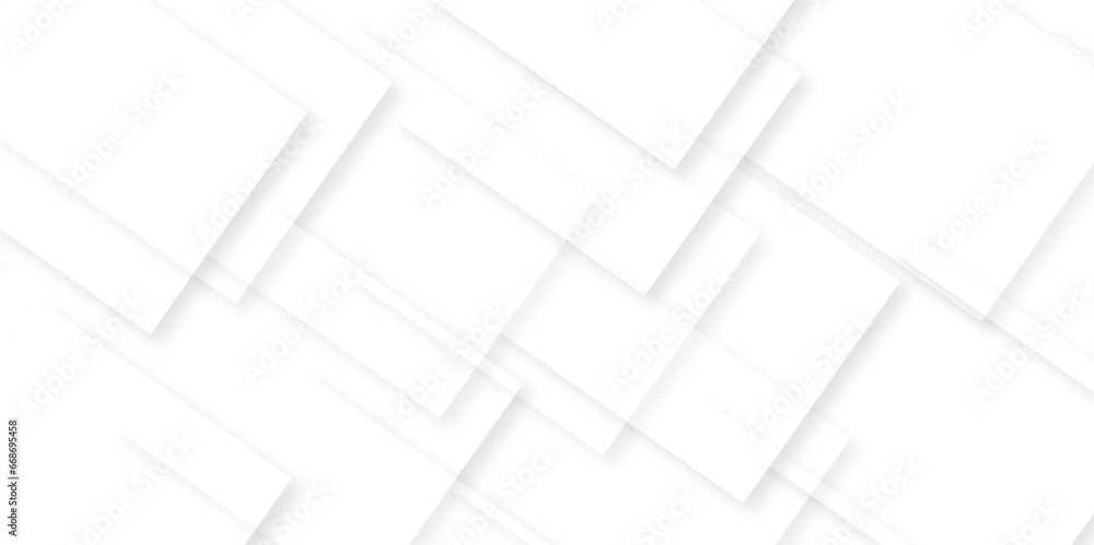 Abstract background with lines White and gray.white paper transparent material in triangle technology and square shapes in random geometric pattern background.Space futuristic design concept.