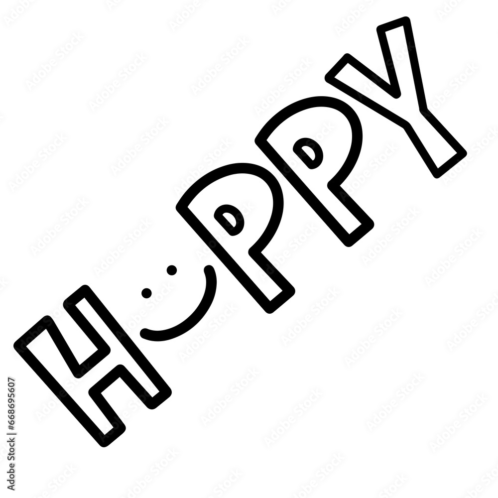 Happy text element outline design Happy text element outline design