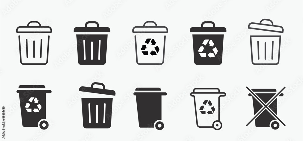 Recycle & Trash can icons set. Trash bin symbol. Recycle symbol. Vector ...