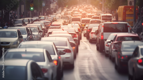 Blurred Traffic jam with many cars © Vahram