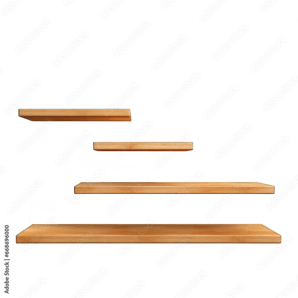 Floating geometric shelves isolated on transparent background Floating geometric shelves isolated on transparent background