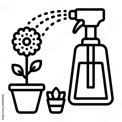Water soluble fertiliser vector outline icon design, Lawn and Gardening symbol, Farm and Plant sign agriculture and horticulture equipment stock Liquid Fertilizers for flowers and indoor plant concept