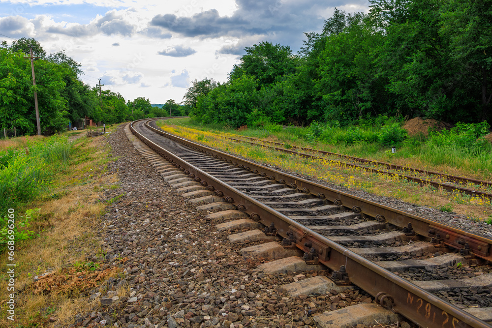 Railway. Background with selective focus and copy space Railway. Background with selective focus and copy space