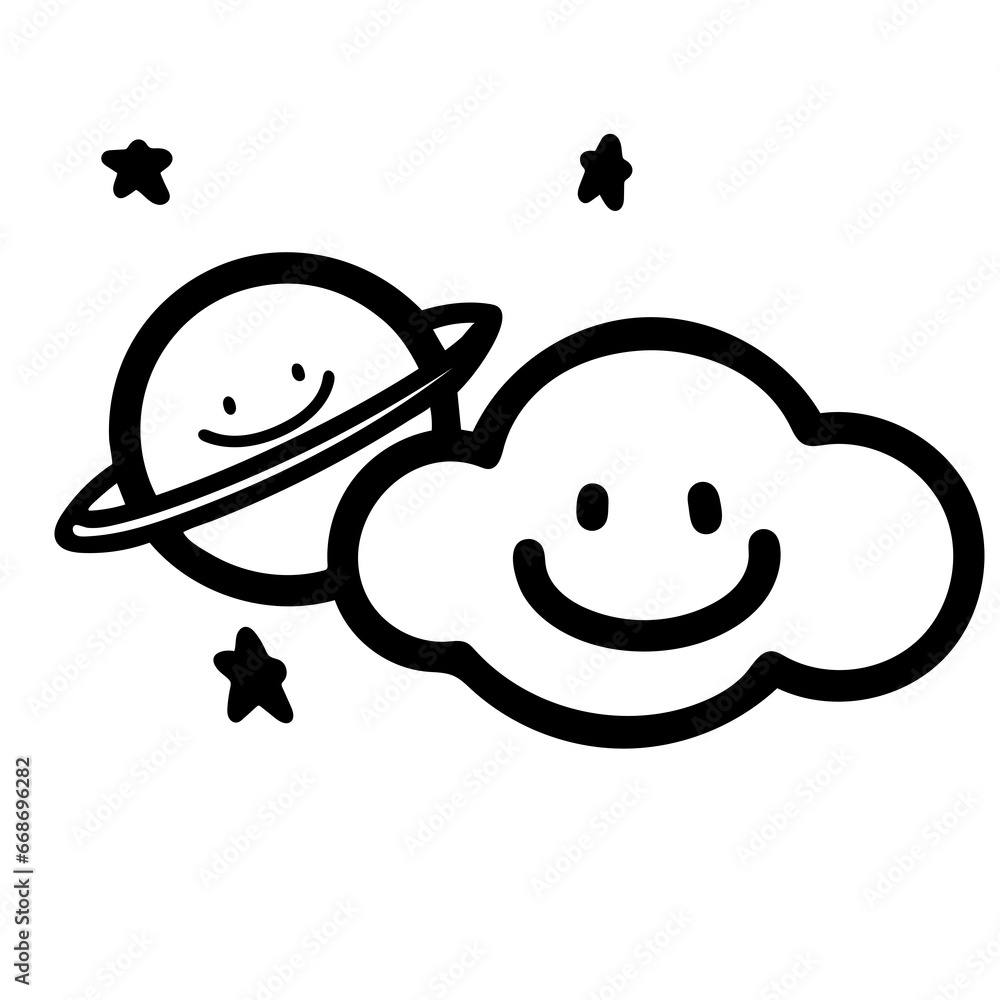 Cloud and planet star outline tattoo Cloud and planet star outline tattoo