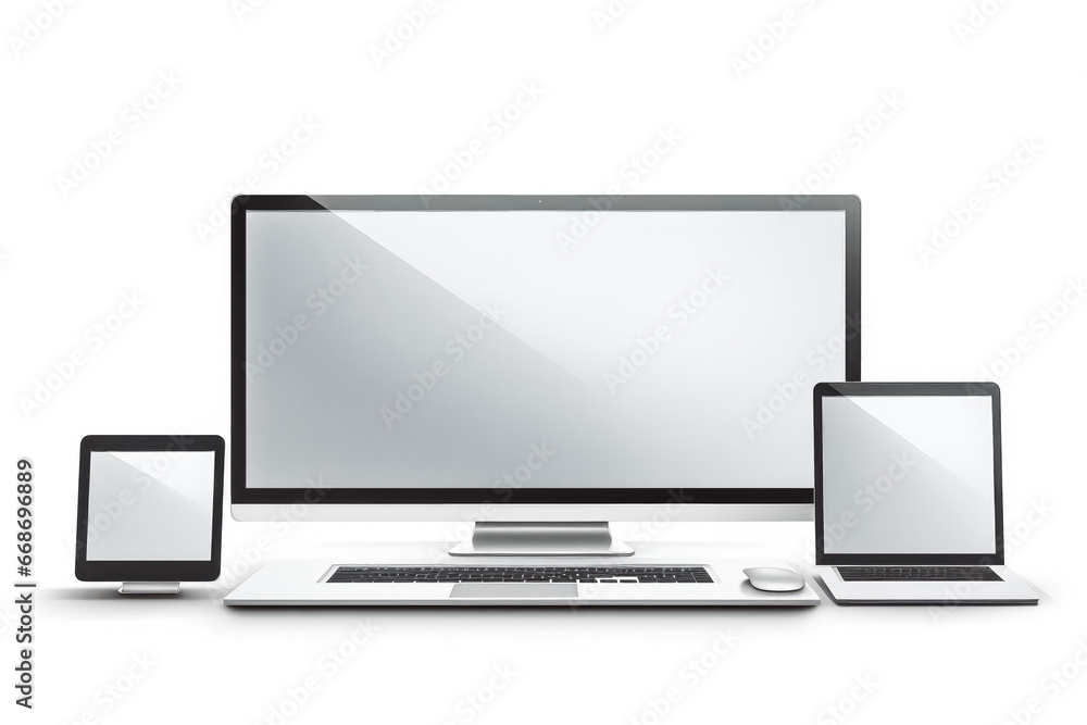 Smartphone mockup model on white background. Front view of white screen on phone mockup and white background. Smartphone mockup model on white background. Front view of white screen on phone mockup and white background.