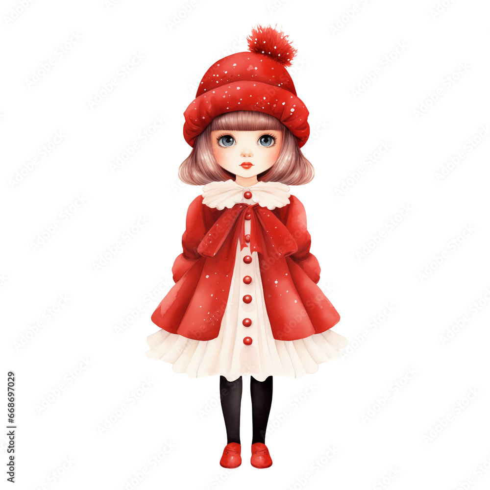 Christmas Girl Watercolor Clipart Christmas Girl Watercolor Clipart