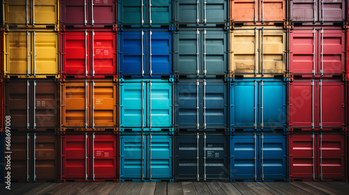 Containers on board  They are on top of each other  different colors