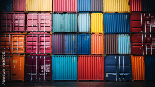 Containers on board, They are on top of each other, different colors