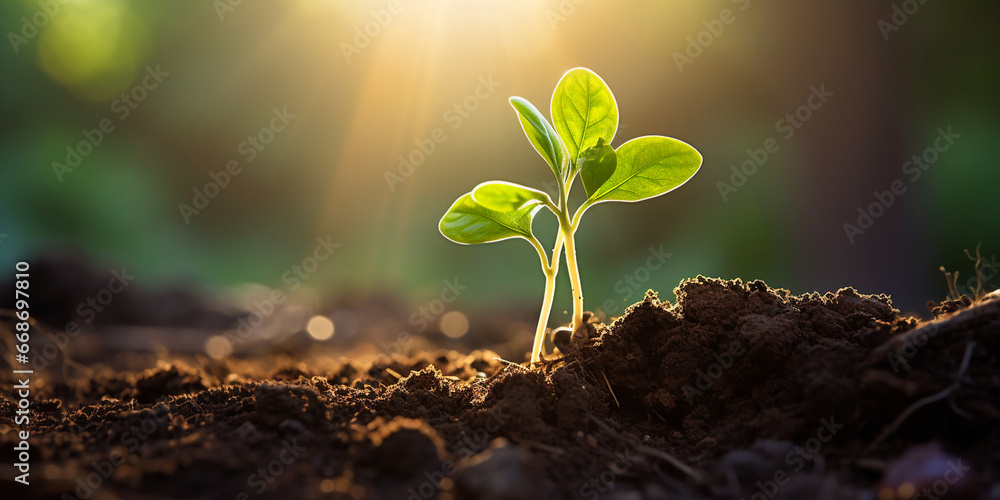 a young sprout breaks through in the soil a young sprout breaks through in the soil