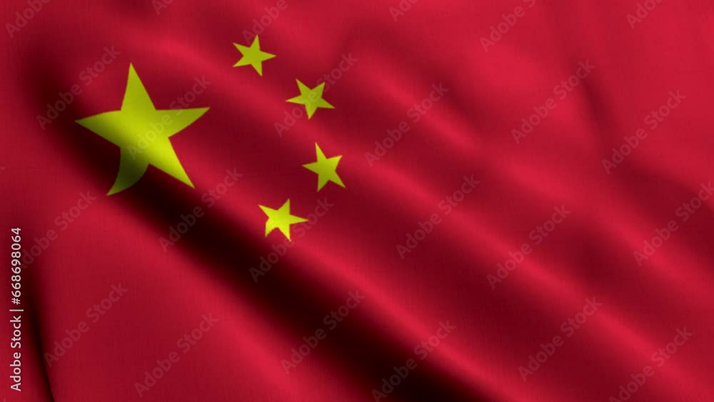 China Flag. Waving Fabric Satin Texture of the Flag China 3D illustration. Real Texture Flag of the he Republic of China 4K Video China Flag. Waving Fabric Satin Texture of the Flag China 3D illustration. Real Texture Flag of the he Republic of China 4K Video
