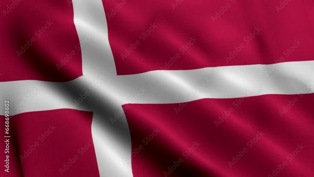 Denmark Flag. Waving Fabric Satin Texture of the Flag of Denmark 3D illustration. Real Texture Flag of the Denmark 4K Video Denmark Flag. Waving Fabric Satin Texture of the Flag of Denmark 3D illustration. Real Texture Flag of the Denmark 4K Video