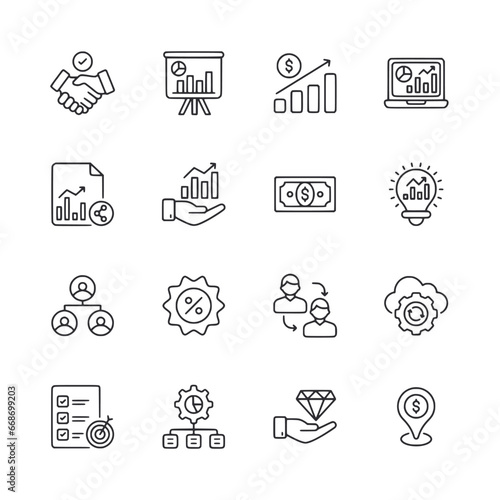 set of icons business and management