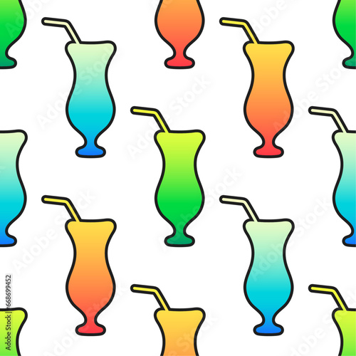 Alcohol cocktail in hurricane glass. Vector seamless pattern. Colorful elements on white background. Best for textile  wallpapers  wrapping paper  package and bar decoration.