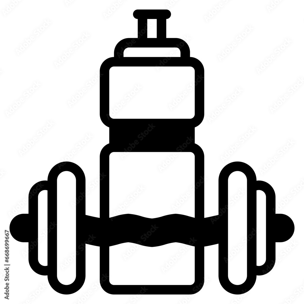 Fitness, Gym, Sport, Bottle, Drink, Dumbbell Icon, Solid style icon vector illustration, Suitable for website, mobile app, print, presentation, infographic and any other project. Fitness, Gym, Sport, Bottle, Drink, Dumbbell Icon, Solid style icon vector illustration, Suitable for website, mobile app, print, presentation, infographic and any other project.