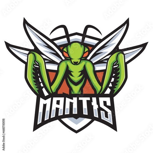 mantis mascot logo e sport gaming concept illustration