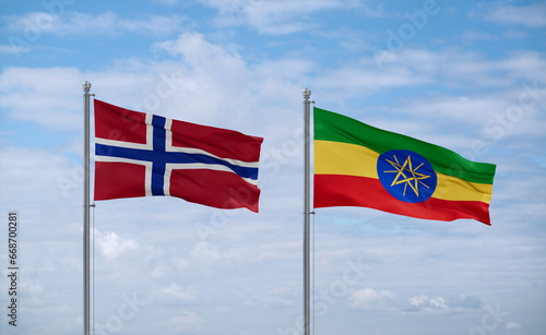 Free Download Ethiopia and Norway flags, country relationship concept - GFXLoad