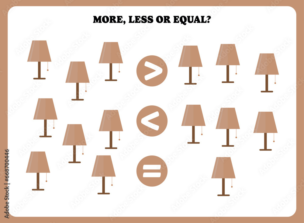More less or equal. Educational math game for kids. Printable worksheet ...