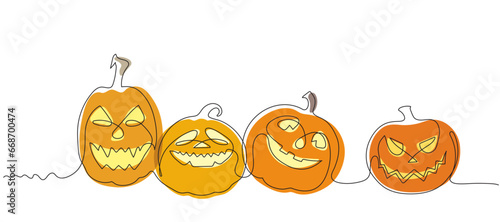 Vector clip art of colored pumpkins in a set for Halloween