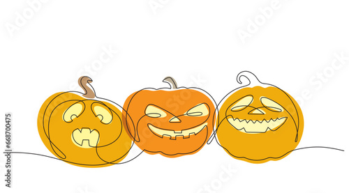 Colored vector three pumpkins in illustration for Halloween