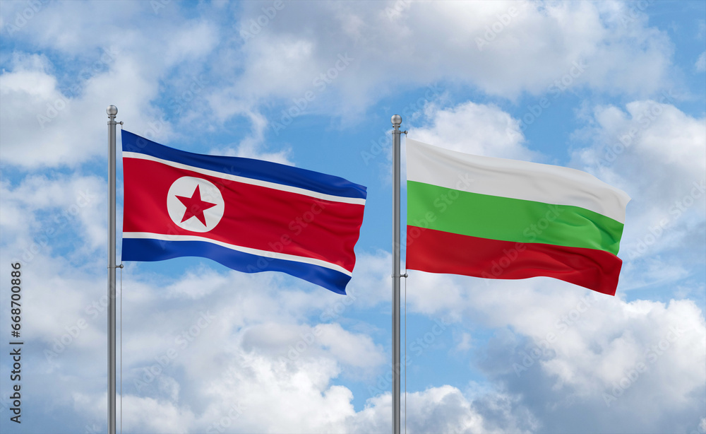 Bulgaria and North Korea flags, country relationship concept Bulgaria and North Korea flags, country relationship concept