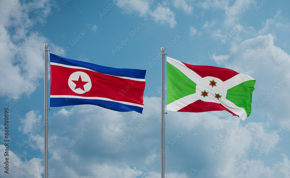 Burundi and North Korea flags, country relationship concept Burundi and North Korea flags, country relationship concept