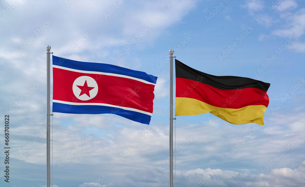 Germany and North Korea flags, country relationship concept Germany and North Korea flags, country relationship concept