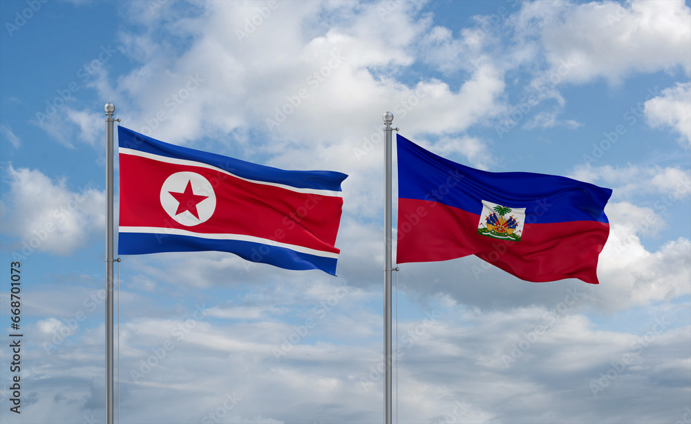 Haiti and North Korea flags, country relationship concept Haiti and North Korea flags, country relationship concept