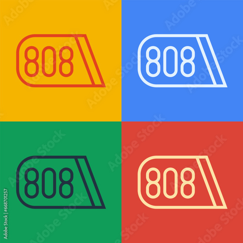 Pop art line Drum machine music producer equipment icon isolated on color background. Vector