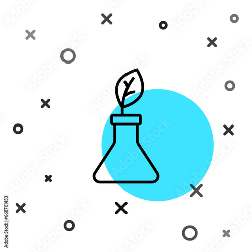 Black line Plant breeding icon isolated on white background. Plants growing in the test tubes. Organic food ,agriculture and hydroponic. Random dynamic shapes. Vector