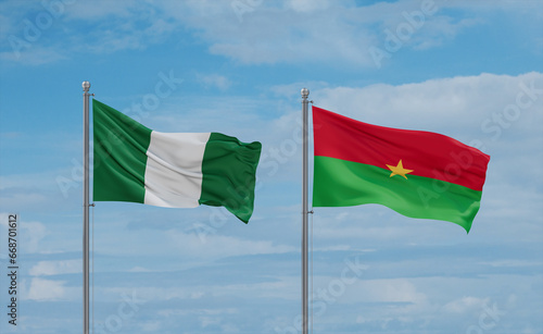 Burkina Faso and Nigeria flags, country relationship concept