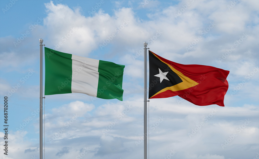 East Timor and Nigeria flags, country relationship concept East Timor and Nigeria flags, country relationship concept