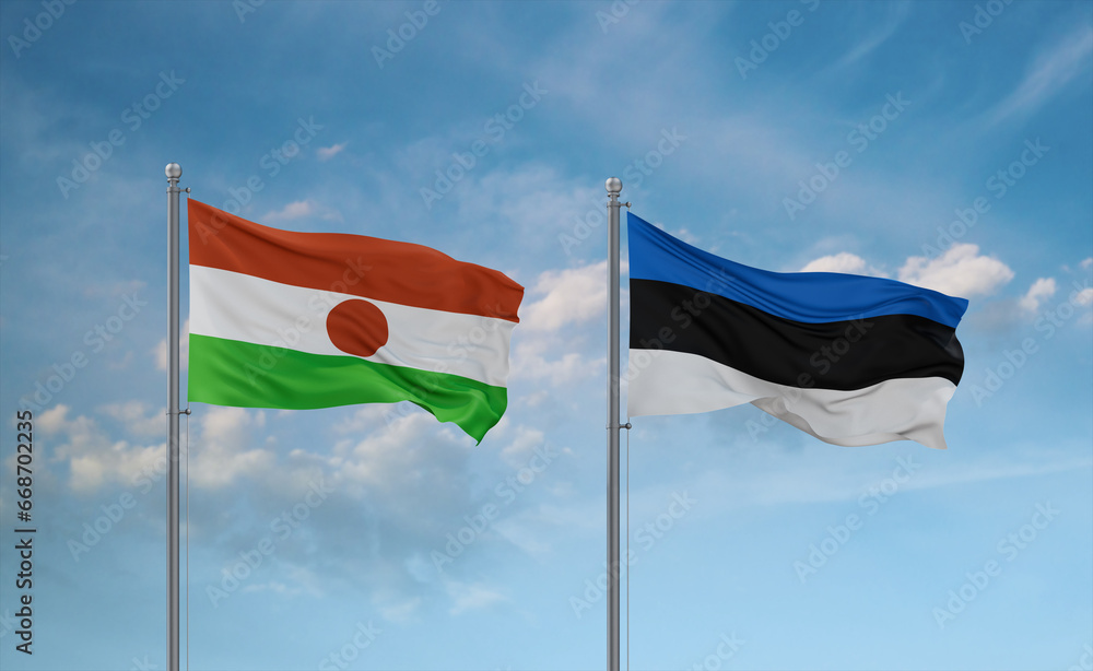 Estonia and Niger flags, country relationship concept Estonia and Niger flags, country relationship concept