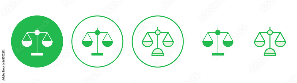 Scales icon set. Weight scale icon. Law scale icon. Justice Scales icon set. Weight scale icon. Law scale icon. Justice