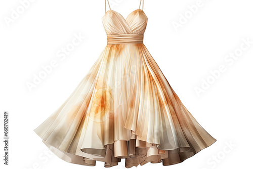 Watercolor of costume Evening dress isolated on transparent background, Dressing for event or party celebration, beautiful and luxury garment concept.