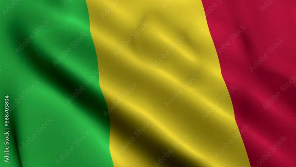 Mali Flag. Waving Fabric Satin Texture Flag of Mali 3D illustration. Real Texture Flag of the Republic of Mali 4K Video Mali Flag. Waving Fabric Satin Texture Flag of Mali 3D illustration. Real Texture Flag of the Republic of Mali 4K Video