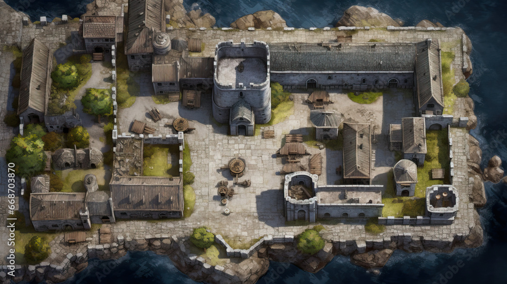 DnD Map Medieval Village Captured from Above