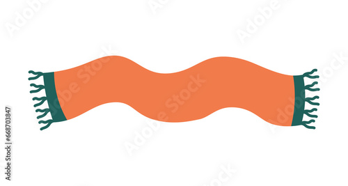 Scarf hand drawn flat vector illustration. Warm accessories design background for text, template, congratulations on winter holidays, sales, knitting, print, paper, web, banner