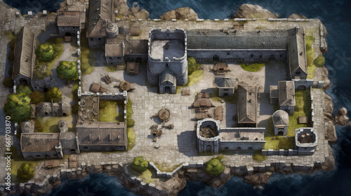 DnD Map Medieval Village Captured from Above