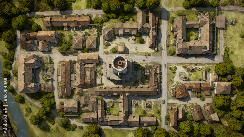 DnD Map Medieval Village Bird's Eye View