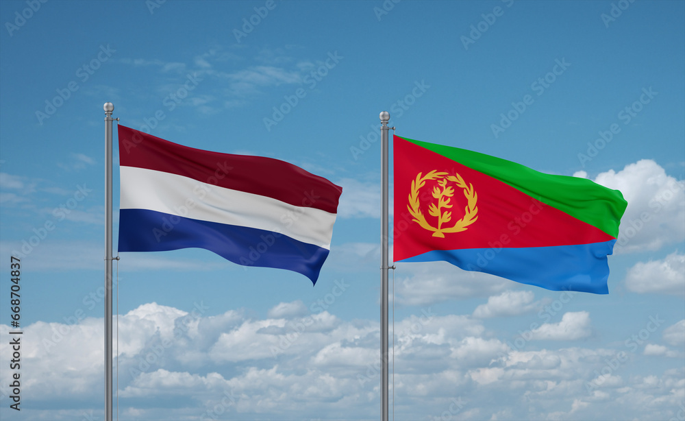 Eritrea and Netherlands flags, country relationship concept Eritrea and Netherlands flags, country relationship concept