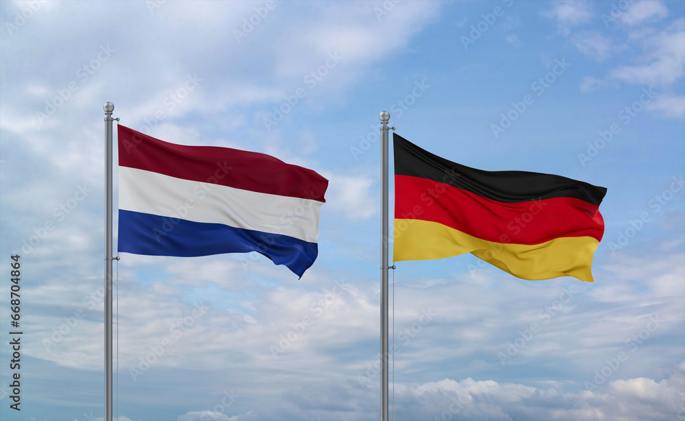 Germany and Netherlands flags, country relationship concept Germany and Netherlands flags, country relationship concept