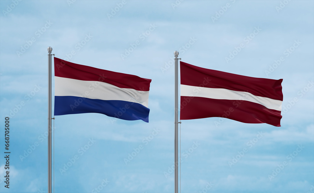 Latvia and Netherlands flags, country relationship concept Latvia and Netherlands flags, country relationship concept