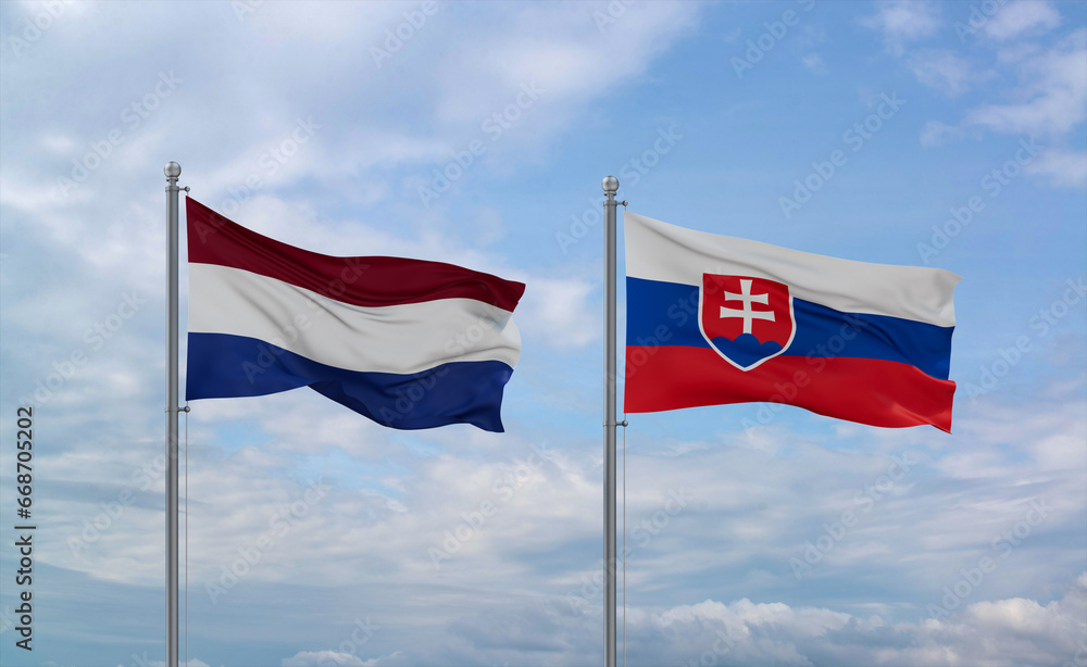 Slovakia and Netherlands flags, country relationship concept Slovakia and Netherlands flags, country relationship concept