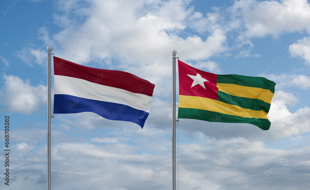 Togo and Netherlands flags, country relationship concept Togo and Netherlands flags, country relationship concept