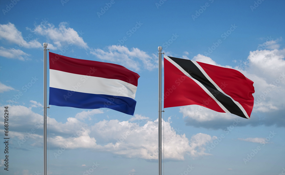Trinidad and Tobago and Netherlands flags, country relationship concept Trinidad and Tobago and Netherlands flags, country relationship concept