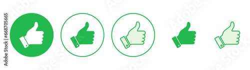 Thumbs up icon set. Hand like. Like icon vector.