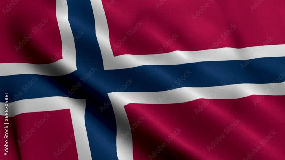 Norway Flag. Waving  Fabric Satin Texture Flag of Norway 3D illustration. Real Texture Flag of the Kingdom of Norway 4K Video