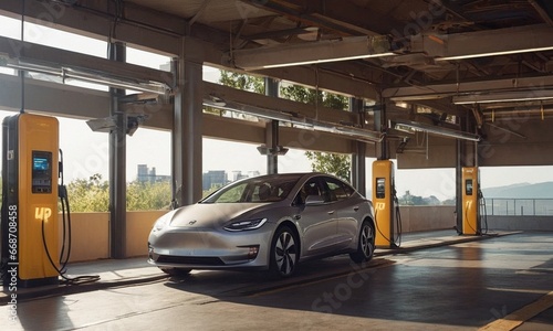 Electric charging stations. Refueling for electric vehicles © NeuroSky