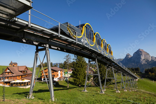 The Stoosbahn, the steepest funicular railway in the world, Stoos, Schwyz, Switzerland